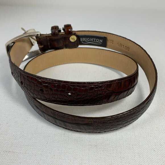 Brighton Brown Leather Belt with Silver Buckle - Size 32, Stylish & Durable!